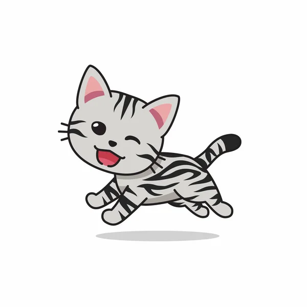 Векторний Персонаж Мультфільму Американський Короткохвостий Кіт Біжить Дизайном — стоковий вектор