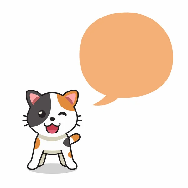 Cartoon Character Calico Cat Speech Bubble Design — Image vectorielle