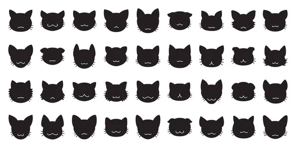 Different Type Vector Silhouette Cat Faces Design —  Vetores de Stock
