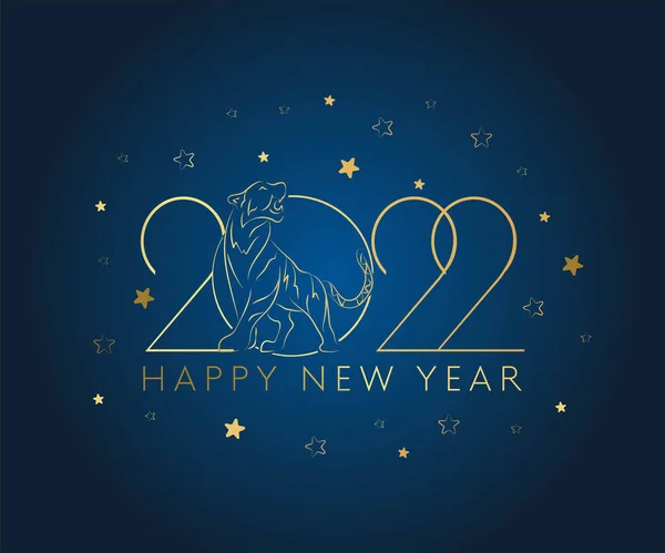 Greeting Card Happy Chinese New Year 2021 Year Tiger Made — Stockvektor