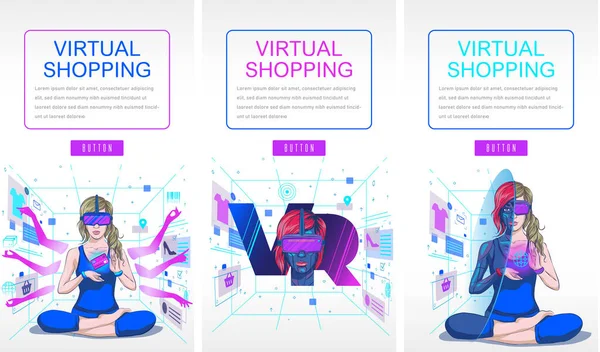 Concept Réalité Virtuelle Shopping Virtuel Illustration Plate Metaverse Peut Être Vecteurs De Stock Libres De Droits