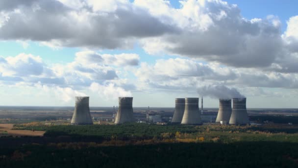 Ukrayna hava görüşünde nükleer enerji santrali — Stok video
