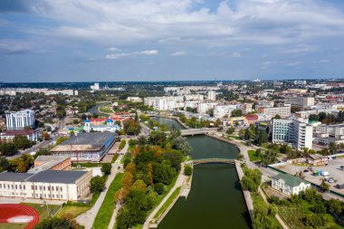 Kropyvnytskyi eski adı Kirovograd Ukrayna hava görüntüsü şehrin merkezi bölümü
