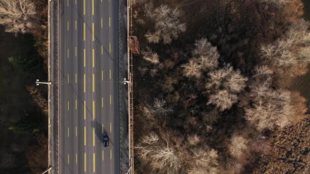 City Traffic on the Bridge anerial top view. — Stock video