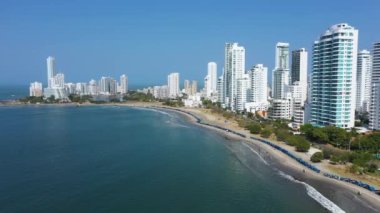 The Cartagena Colombia Skyscrapers Aerial panorama View.