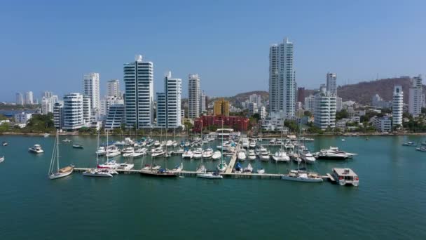 Yacht Parking Dans Marina Cartagena Colombie Vue Aérienne — Video