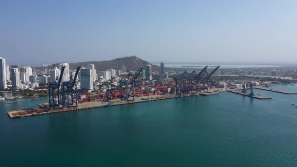 Vue Aérienne Port Cargaison Cartagena Colombie — Video