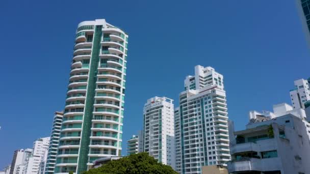 Los Rascacielos Cartagena Colombia Ciudad Moderna Close Vista Panorámica Aérea — Vídeos de Stock