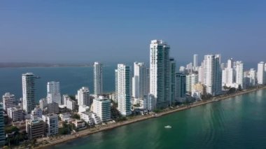 Cartagena Kolombiya Bocagrande Dağıtım Apartmanı Hava Görüntüsü.