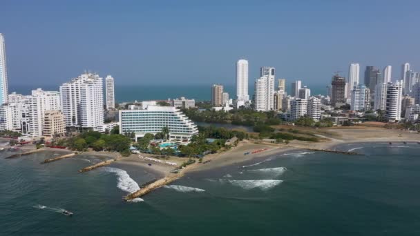 Cartagena Kolumbia Felhőkarcolók Modern Város Légi Panoráma — Stock videók