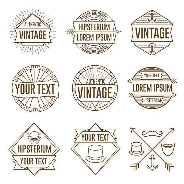 Conjunto de insignias, marcos y etiquetas retro vintage lineales — Vector de stock