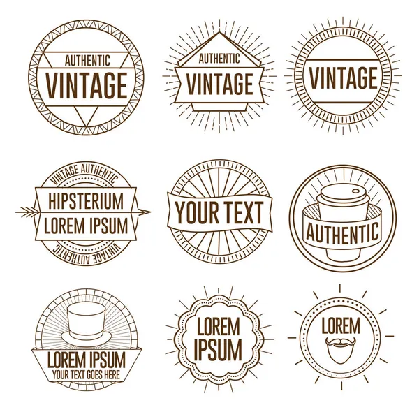 Lineare Retro Vintage Badges umrahmen Etiketten und Logos — Stockvektor