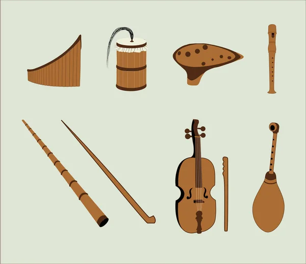 Balkan Romanian Traditional Folk Instruments vector illustrations — Stock Vector