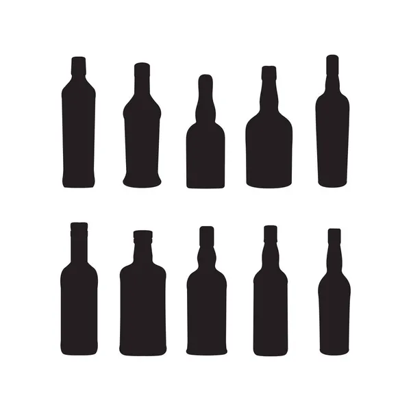 Napoje i napoje butelka wektor silhoutte ilustracje — Wektor stockowy