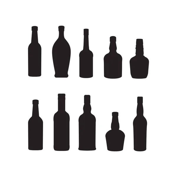 Napoje alkoholowe i napoje butelki wektor silhoutte ilustracja — Wektor stockowy