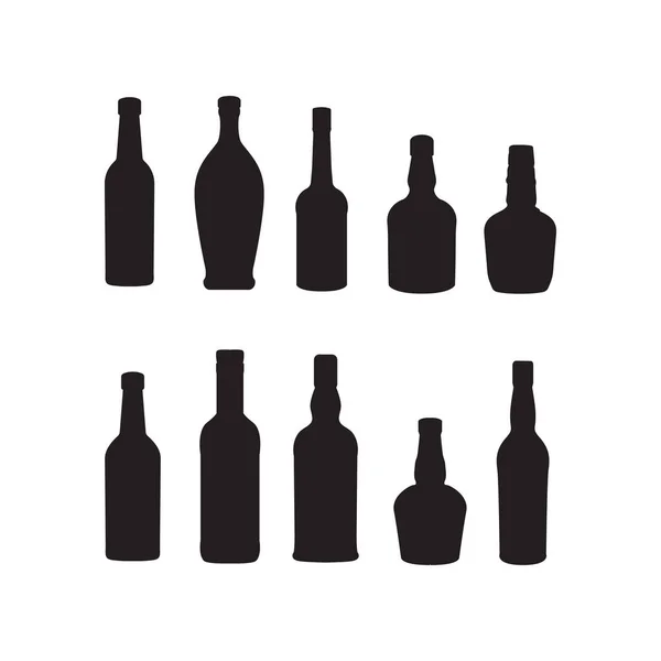 Alkolik içecekler ve içecekler şişe vektör silueti illüstrasyonu