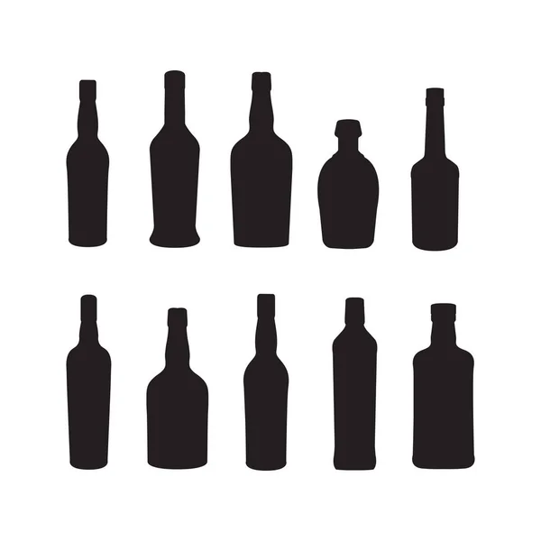 Napoje alkoholowe i napoje butelka wektor silhoutte opakowanie ilustracji — Wektor stockowy