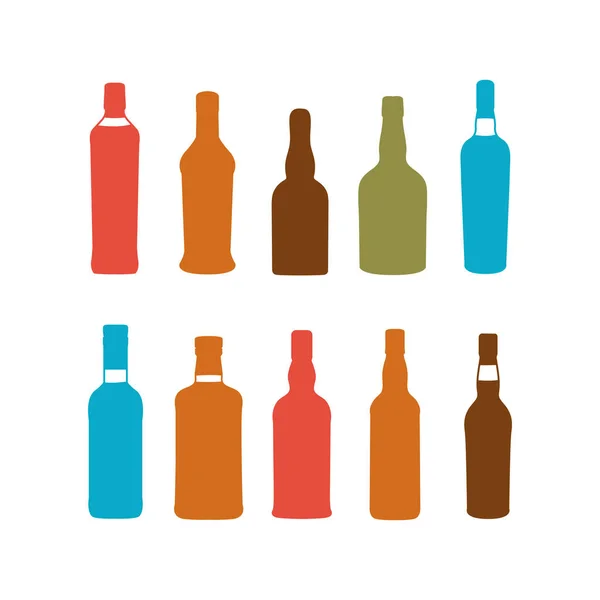Kolorowe napoje alkoholowe silhoutte wektor ilustracji zestaw — Wektor stockowy