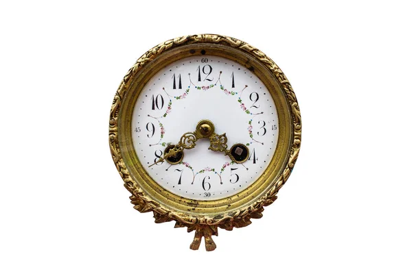 Starý vintage zdobené zlaté analogové hodiny tvář — Stock fotografie