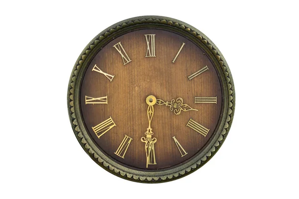 Vintage old wooden roman lettered clock face — Stock fotografie