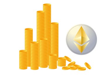 Bir sürü Ethereum. Vektörden oluşan grafik resmi.