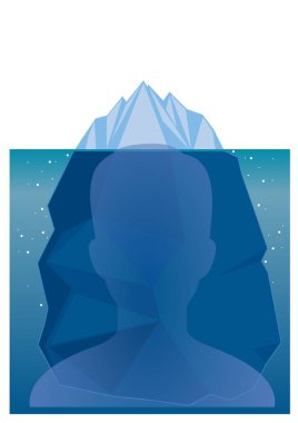 A man who imagines the tip of the iceberg and deep psychology  clipart