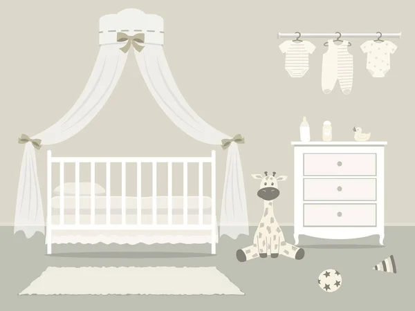 Habitación Niño Para Bebé Recién Nacido Dormitorio Interior Para Niño — Vector de stock