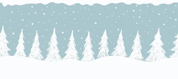 Fundo Natal Fronteira Inverno Sem Costura Silhuetas Abetos Brancos Fundo —  Vetores de Stock