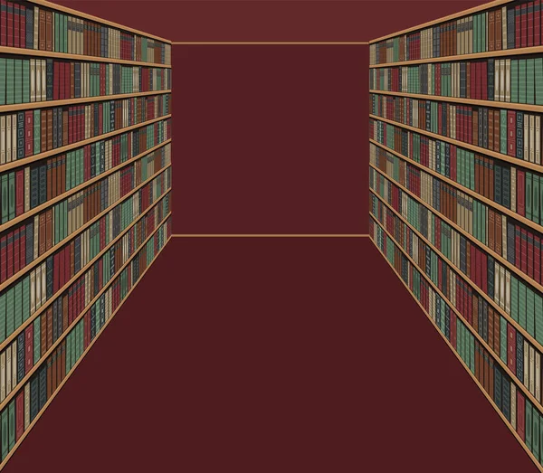 Bibliothek Oder Buchhandlung Bücherregale Mit Büchern Alte Bücher Den Regalen — Stockvektor