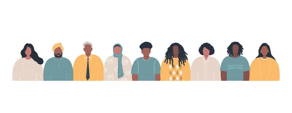 Diverse Group People International Community Women Men Different Human Silhouettes — Image vectorielle