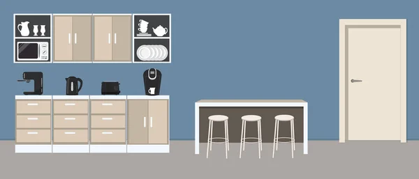 Office Kitchen Break Room Dining Room Office Interior Kitchen Cabinets — Stockový vektor