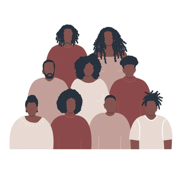 Group Black People Crowd People Stronger Together Concept Solidarity Different — Image vectorielle