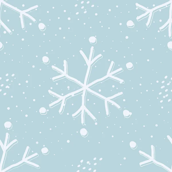 Зимний Фон Бесшовный Абстрактный Рисунок Снежинками Векторная Иллюстрация Сером Синем — стоковый вектор