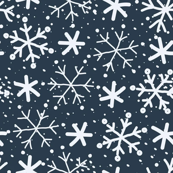 Зимний Фон Бесшовный Рисунок Снежинками Векторная Иллюстрация Темно Синем Фоне — стоковый вектор