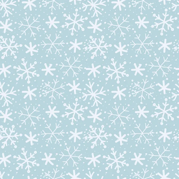 Зимний Фон Бесшовный Рисунок Снежинками Векторная Иллюстрация Сером Синем Фоне — стоковый вектор