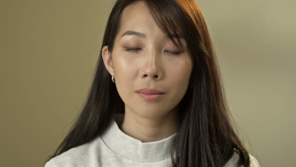 Retrato Una Joven Asiática Con Maquillaje Natural Etnia Gente Belleza — Vídeo de stock