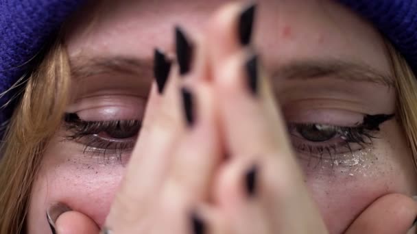 Olhos Uma Rapariga Chorar Close — Vídeo de Stock