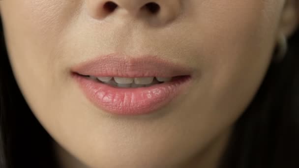 Beautiful Macro Shot White Teeth Braces Beauty Woman Smile Ortodontic — Vídeo de Stock