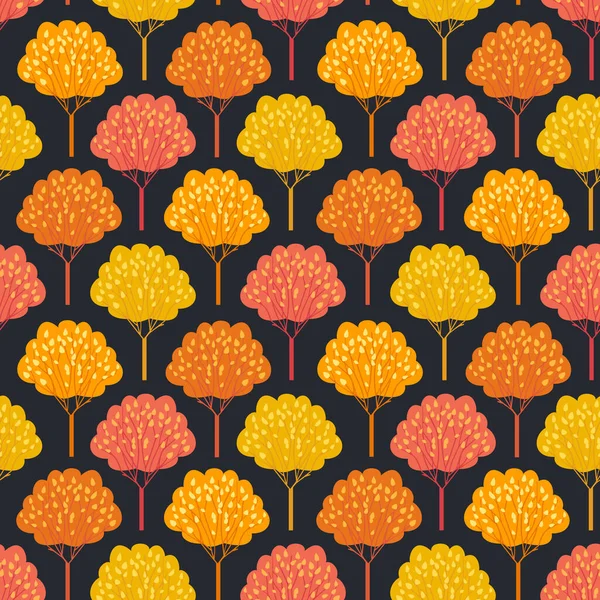 Autumn trees Fall season seamless vector pattern Stok Vektor