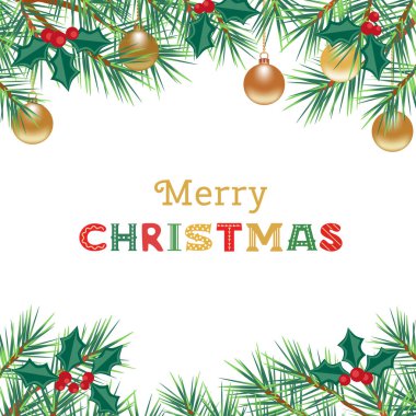 Noel ağacı, toplar çelenk arka plan vektörü