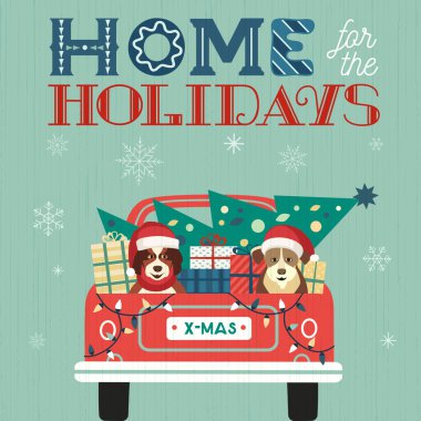 Süslü kış tatili el çizimi vektör posteri