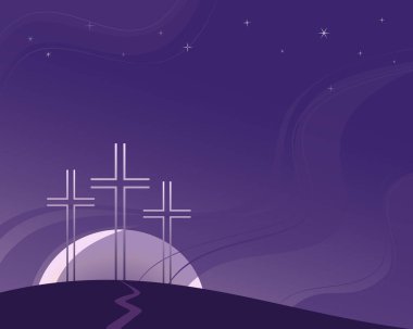 Dini Büyük Perhiz sembolleri düz vektör arkaplanı