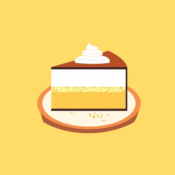 Sweet cream tart cake slice minimal vector icon — Vettoriale Stock
