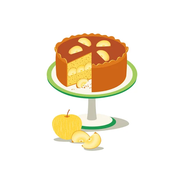 Torta di mele fatti in casa dessert vettoriale illustrazione — Vettoriale Stock