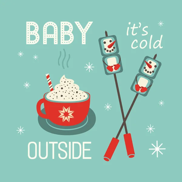 Winter season cozy relax cute flat vector icon — Stock vektor