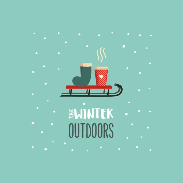 Winter outdoors fun cute minimal vector icon — Vettoriale Stock
