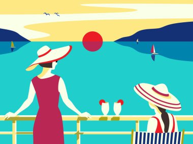 Deniz gezisi turist taşıyıcı posterinin keyfini çıkarın