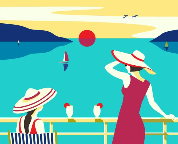 Viagem de mar férias desfrutar de cartaz vetor turístico Vetores De Bancos De Imagens