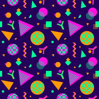 90 'ların nostaljisi koyu renk vektörü pürüzsüz desen