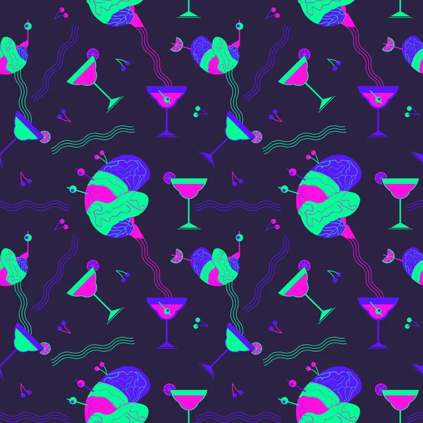 90s Nostalgia surreal style seamless pattern Stock Illustration